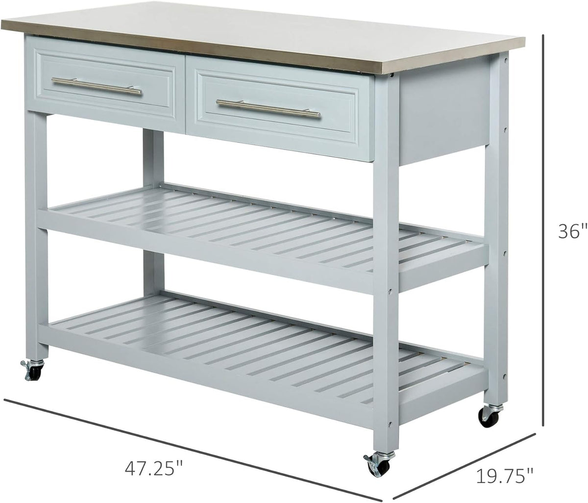 Rolling Kitchen Island Cart with Drawers and Shelves K47756