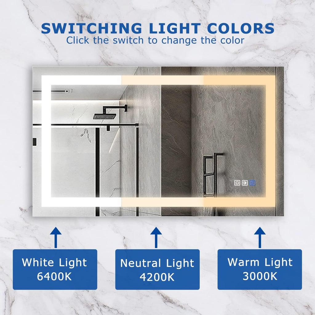 40×24 Inch LED Anti-Fog Dimmable Bathroom Mirror Y983