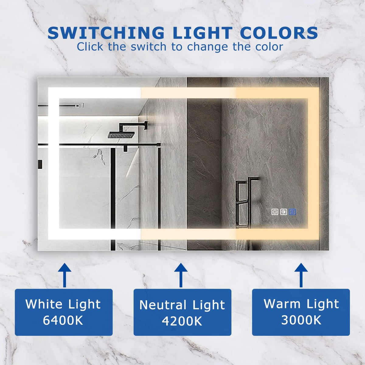 40×24 Inch LED Anti-Fog Dimmable Bathroom Mirror Y983