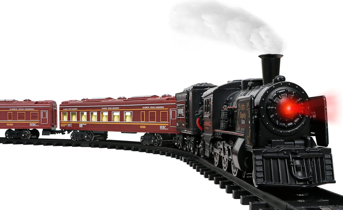 Metal Alloy Electric Train Set with Steam Locomotive, Passenger Carriages & Tracks S298
