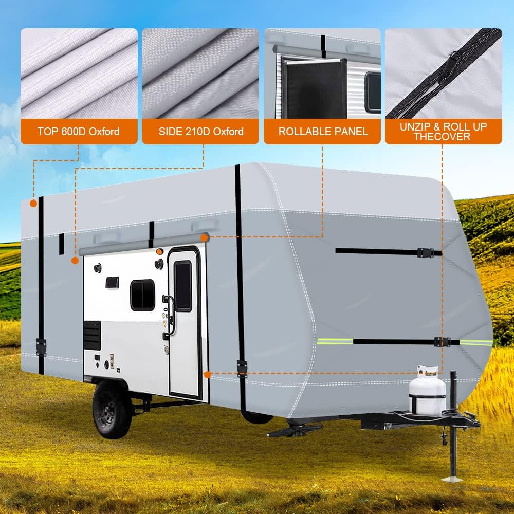 600D Waterproof Oxford Travel Trailer RV Cover with Tire Cover N83224