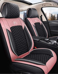 Leather Car Seat Covers 5 Seats Full Set Black-Grey V4909