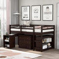 White Wood Twin Loft Bed with Storage Drawers Q5762