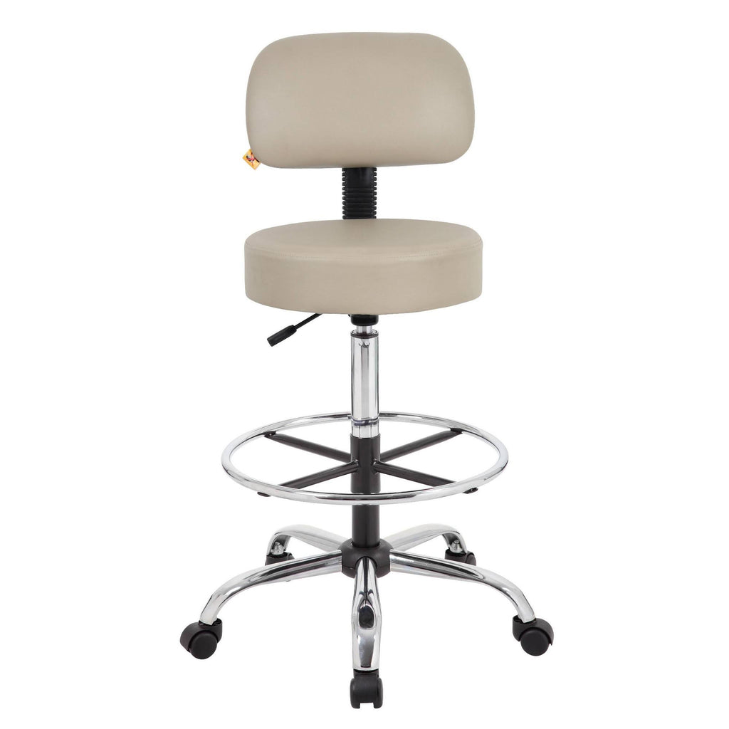 Beige Caressoft Medical Drafting Stool with Back Cushion T63802