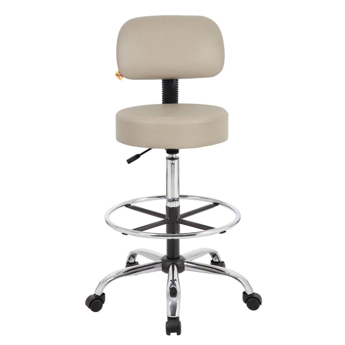 Beige Caressoft Medical Drafting Stool with Back Cushion T63802