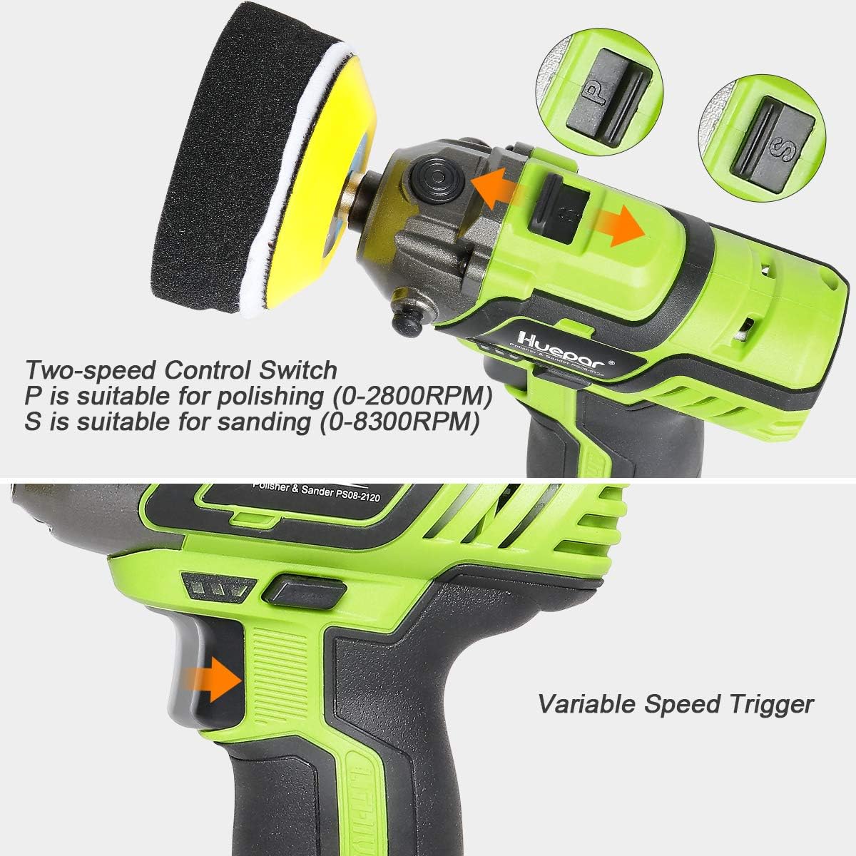 3-inch Cordless Variable Speed Polisher/Sander with 2 Li-ion Batteries Z529