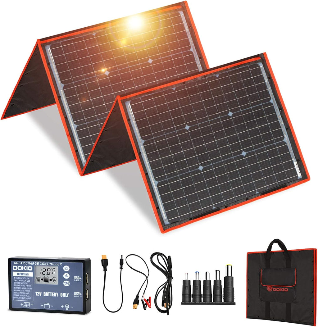 160W 18V Portable Solar Panel Kit with 2 USB Outputs X458790