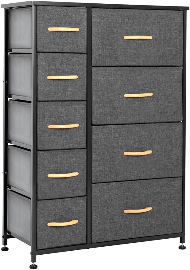 9 Drawer Fabric Storage Tower with Wood Top W7563