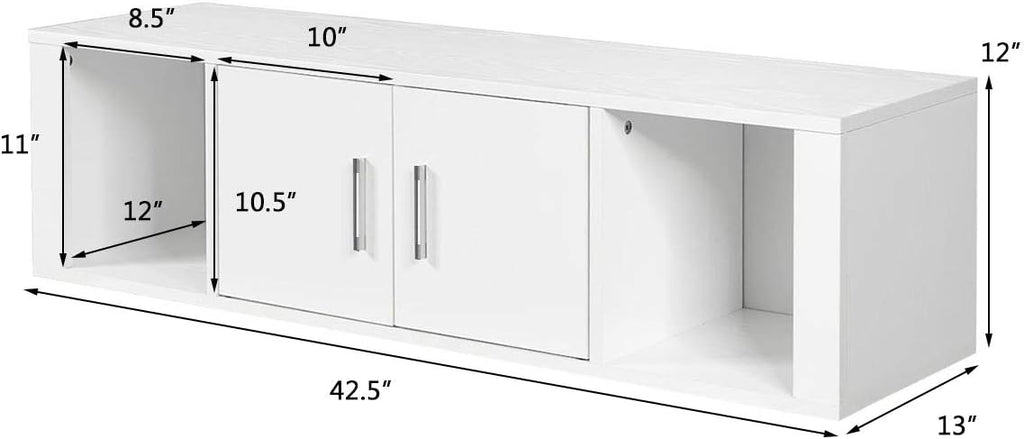 Wall Mounted Storage Cabinet and Floating Computer Desk Set with Storage Shelves D97952
