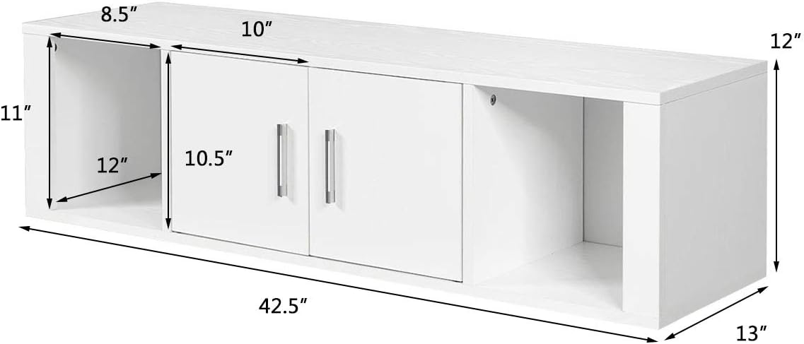 Wall Mounted Storage Cabinet and Floating Computer Desk Set with Storage Shelves D97952