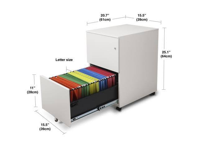 White 2-Drawer Metal Mobile File Cabinet with Lock G766