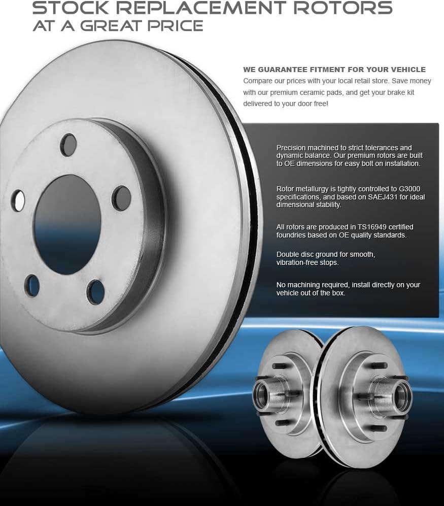 256mm Front + 258mm Rear 4Lug Rotors + Brake Pads + Clips D2238