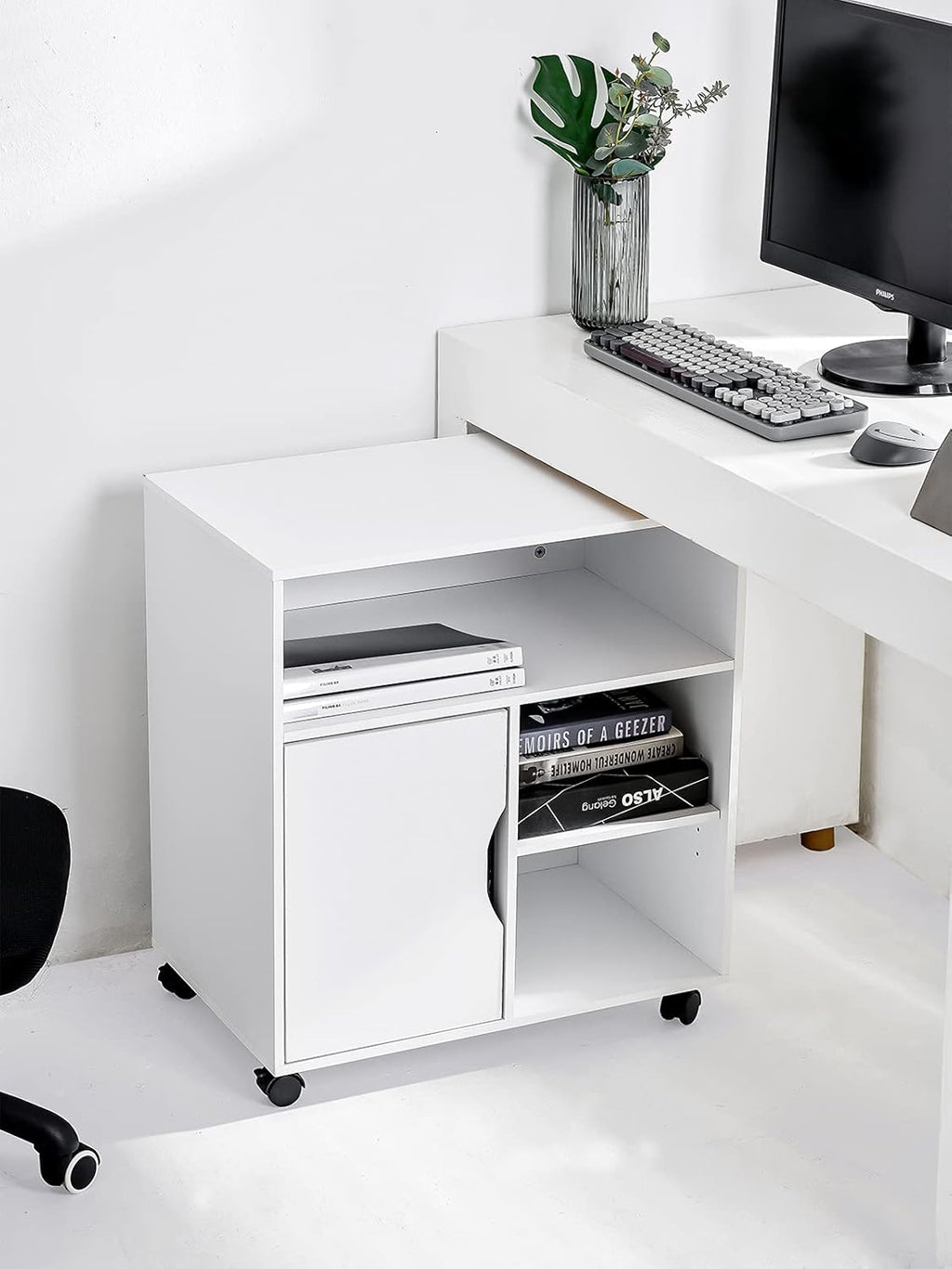 Mobile File Cabinet with Wheels and 3 Open Shelves N1068