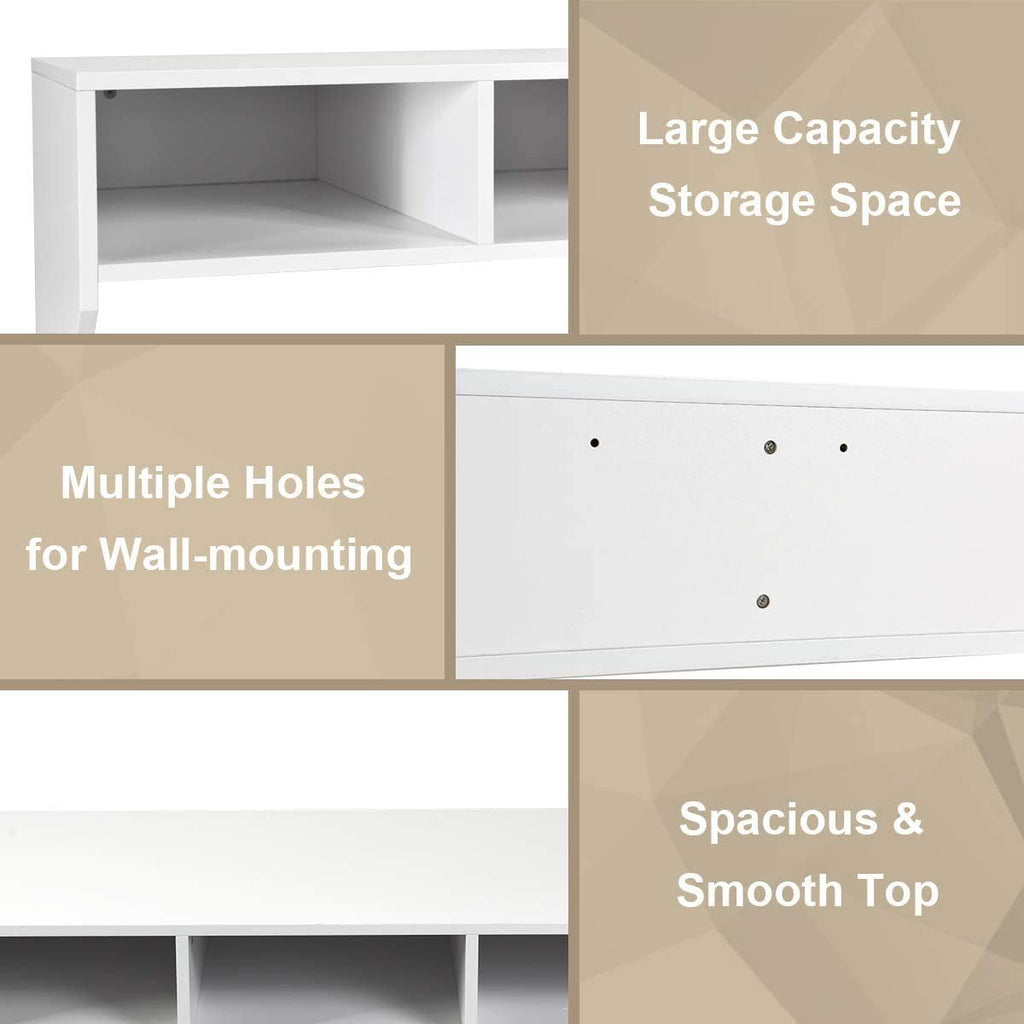 Wall Mounted Storage Cabinet and Floating Computer Desk Set with Storage Shelves D97952