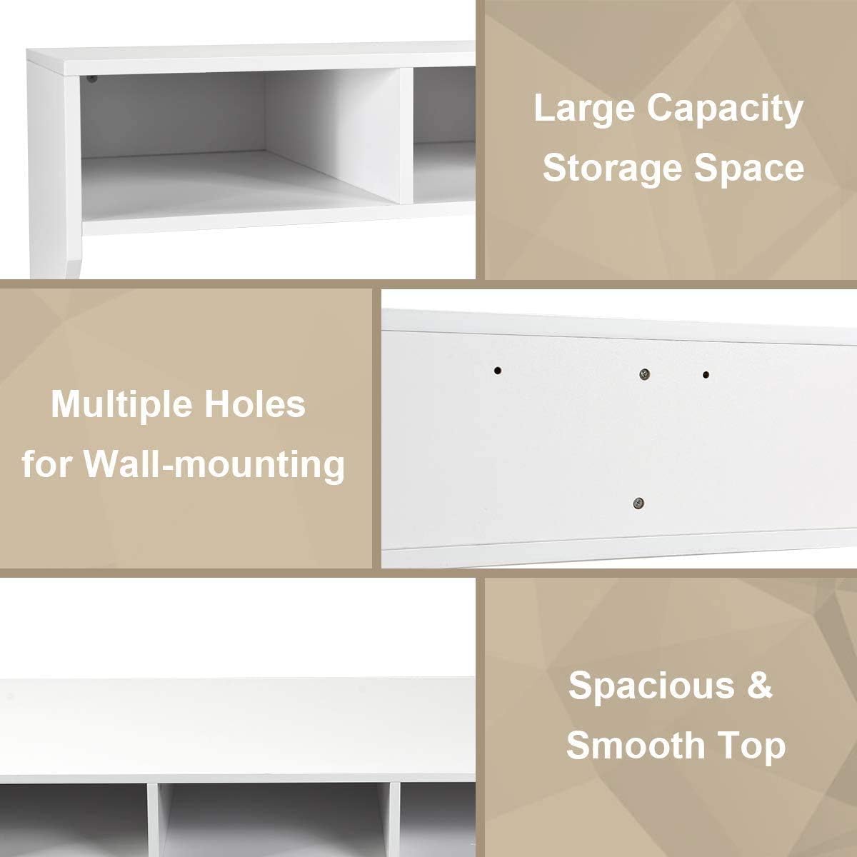 Wall Mounted Storage Cabinet and Floating Computer Desk Set with Storage Shelves D97952