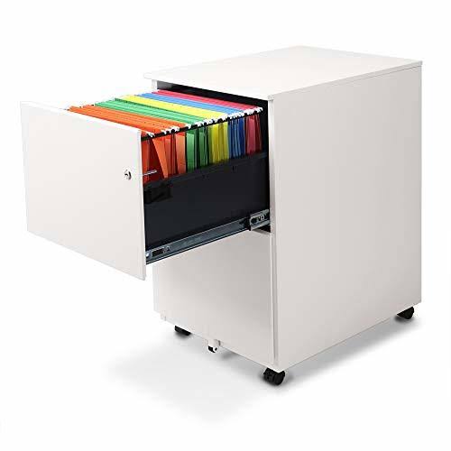 White 2-Drawer Metal Mobile File Cabinet with Lock G766