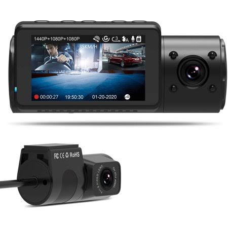 3 Channel 1440p Front 1080p Inside Rear Dash Cam L134