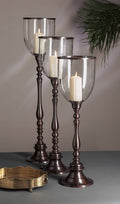 Bronze Clear Glass Hurricane O1860