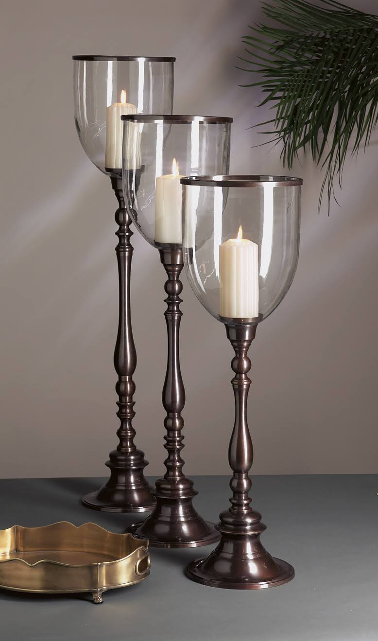 Bronze Clear Glass Hurricane O1860