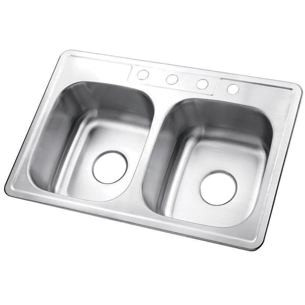 Brushed Nickel Double Bowl Kitchen Sink O181804