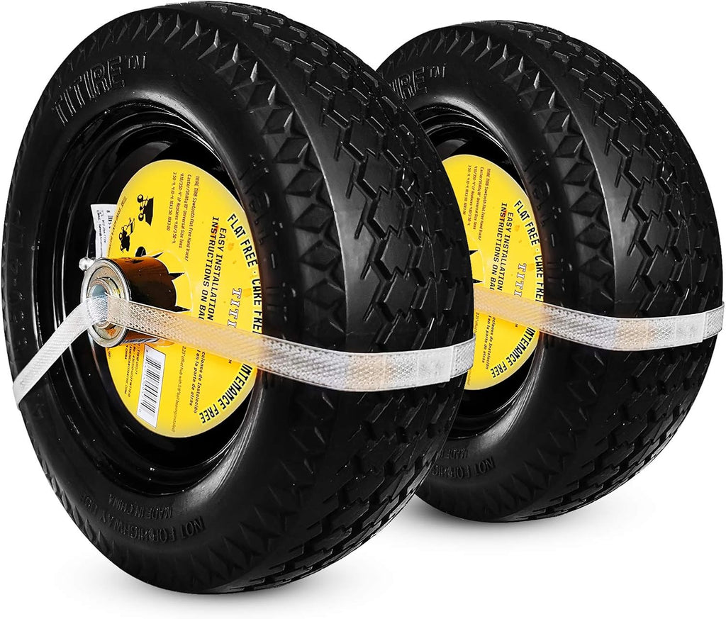 Flat Free Polyurethane Tires with Steel Rim Pack of 2 V18785