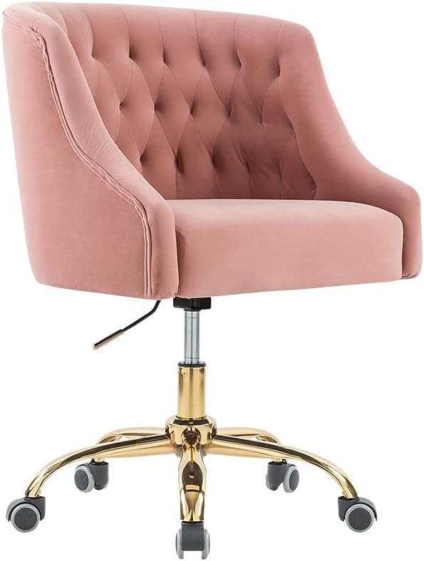 Pink Velvet Adjustable Office Chair D170438