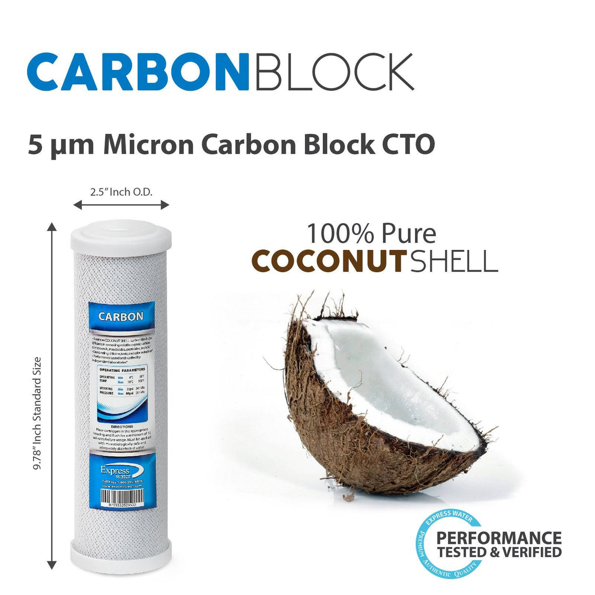 50 Pack 5 Micron Carbon Block Water Filter K395211