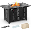 43in Propane Gas Fire Pit Table with Glass Wind Guard P71896