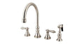 Deck Mount Kitchen Faucet with Brass Sprayer, Satin Nickel X350