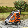 Orange 2-in-1 Dog Bike Trailer Pet Stroller W1830