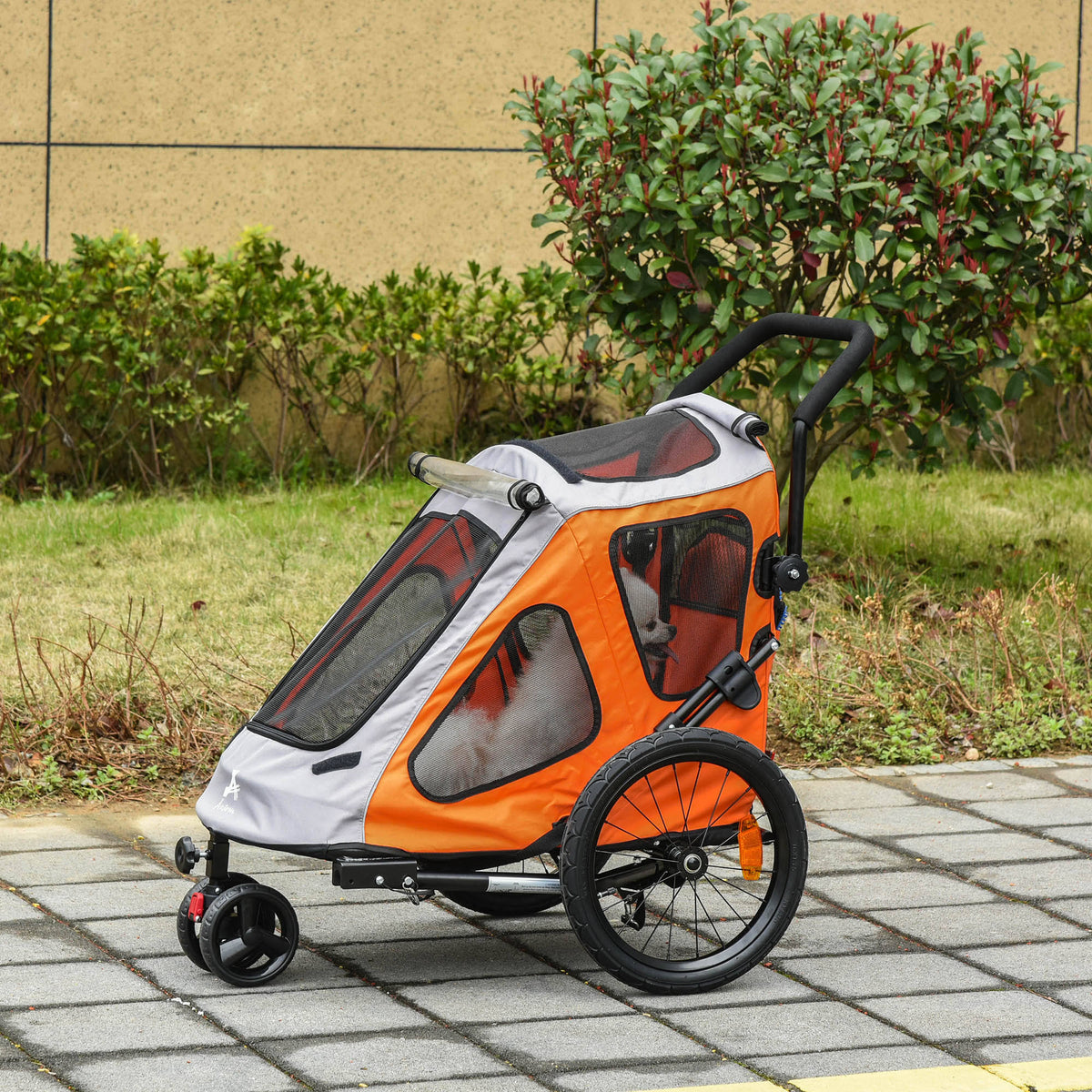 Orange 2-in-1 Dog Bike Trailer Pet Stroller W1830