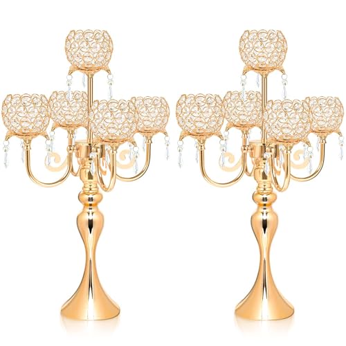 Black Metal Crystal Tea Light Candle Holders Set U9374