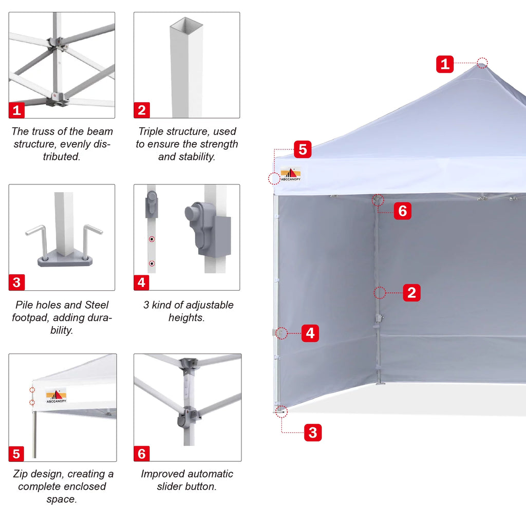 10 ft x 10 ft White Metal Pop-Up Canopy Tent with Walls F37727