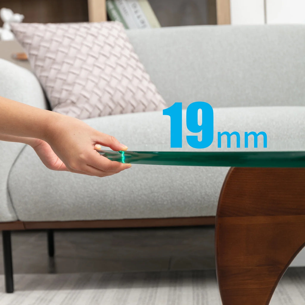 Tempered Glass Coffee Table with Dark Walnut Base Z28772