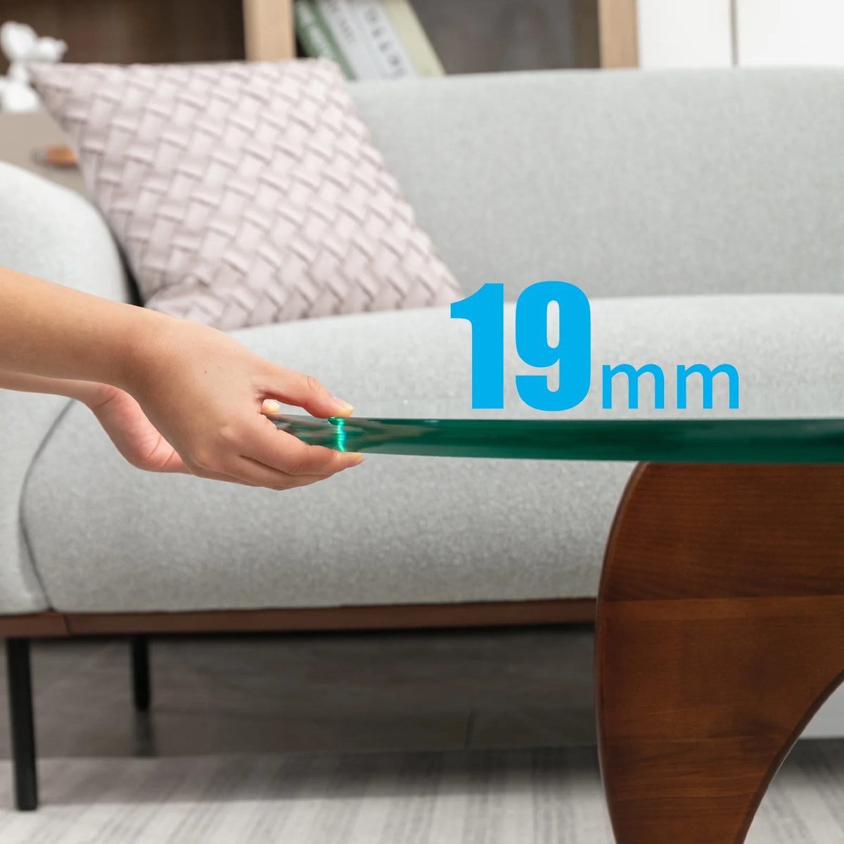 Tempered Glass Coffee Table with Dark Walnut Base Z28772