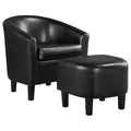 Black Faux Leather Accent Chair with Ottoman P1082