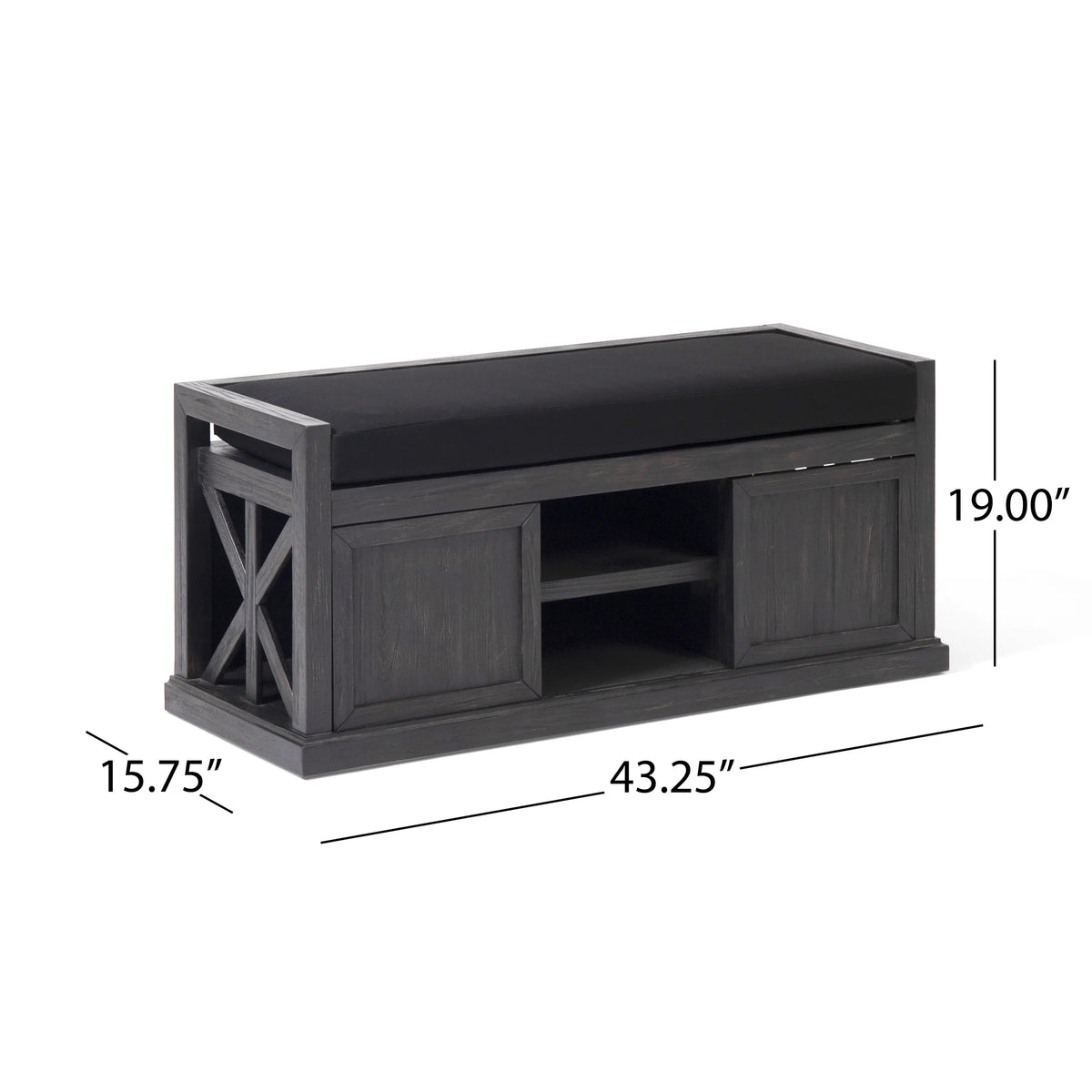 Acacia Wood Storage Bench with Cushion U503319