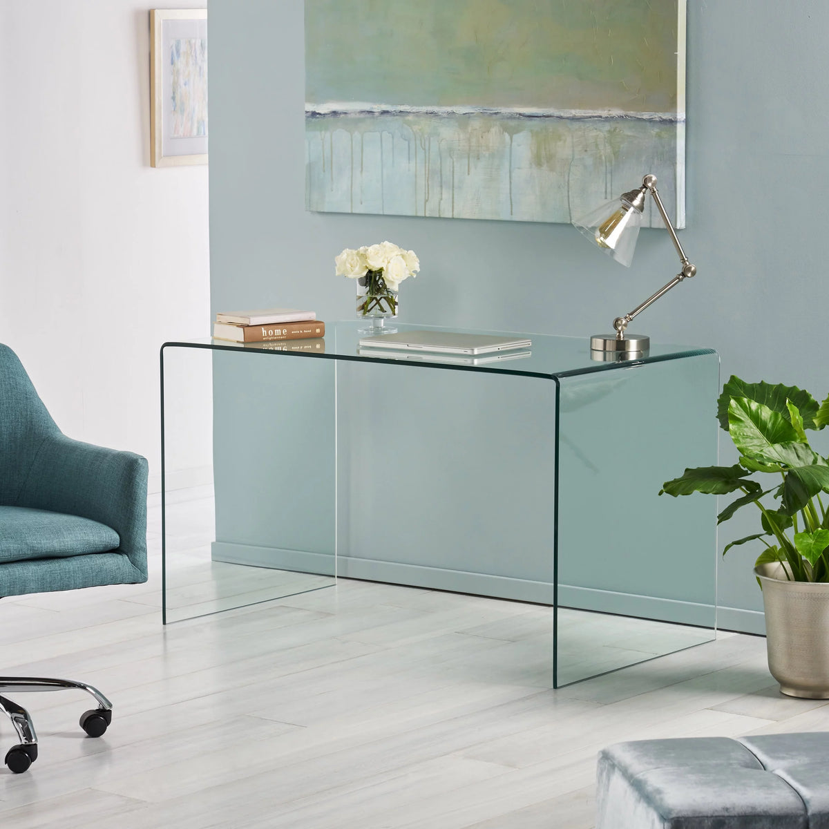 Clear Tempered Glass Writing Desk H466