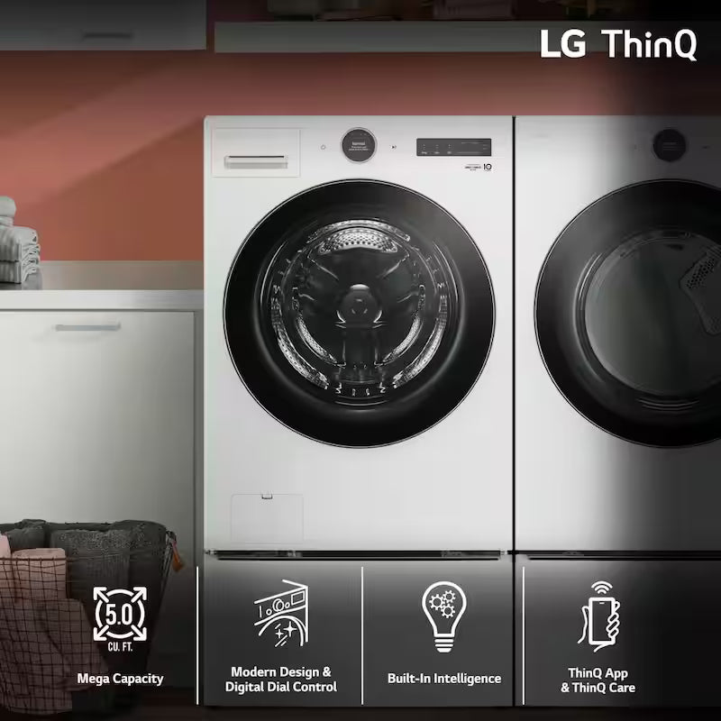 5.0 cu. ft. Stackable Smart Front Load Washer in White Q8382