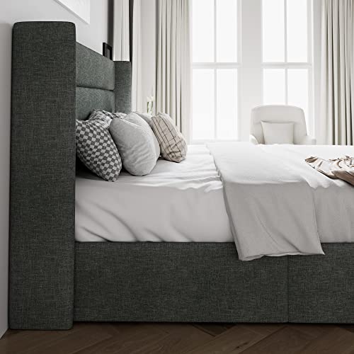 Queen Size White Velvet Upholstered Platform Bed with Storage A5245