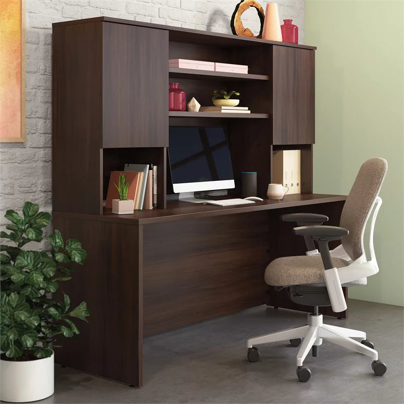 Engineered Wood Desk with Hutch I276