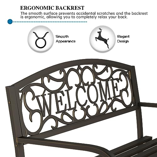 50'' Weatherproof Cast Iron Metal Garden Bench A290724