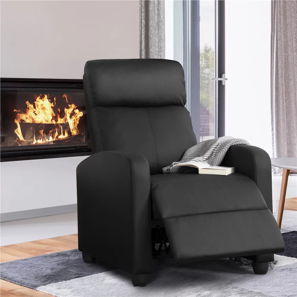 2pcs Black PU Leather Recliner Chair K338434
