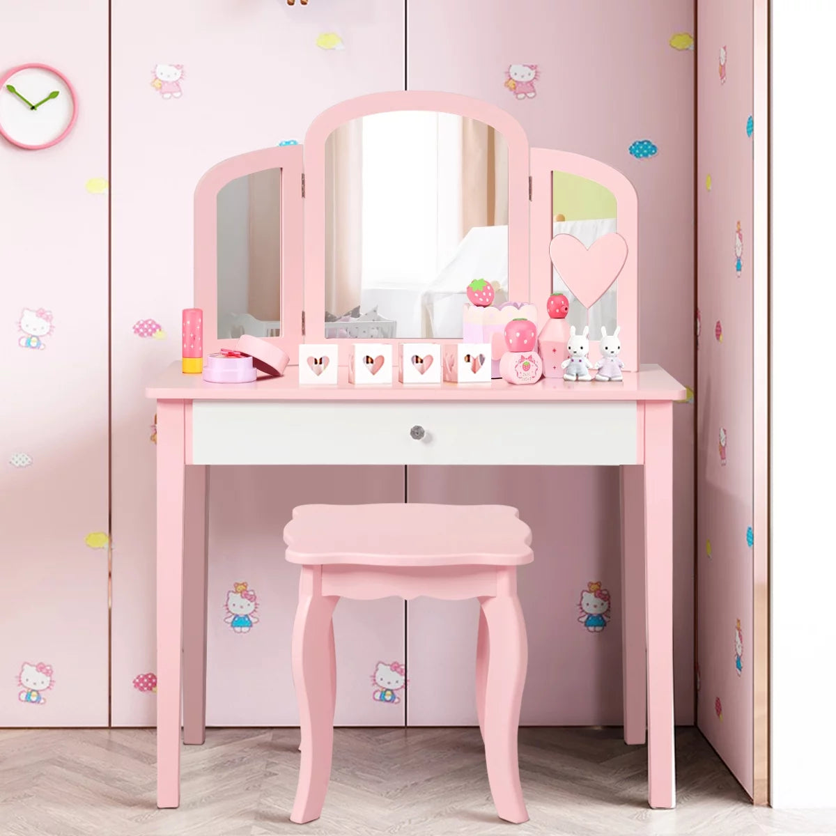 Kids Vanity Set with Mirror White G195535