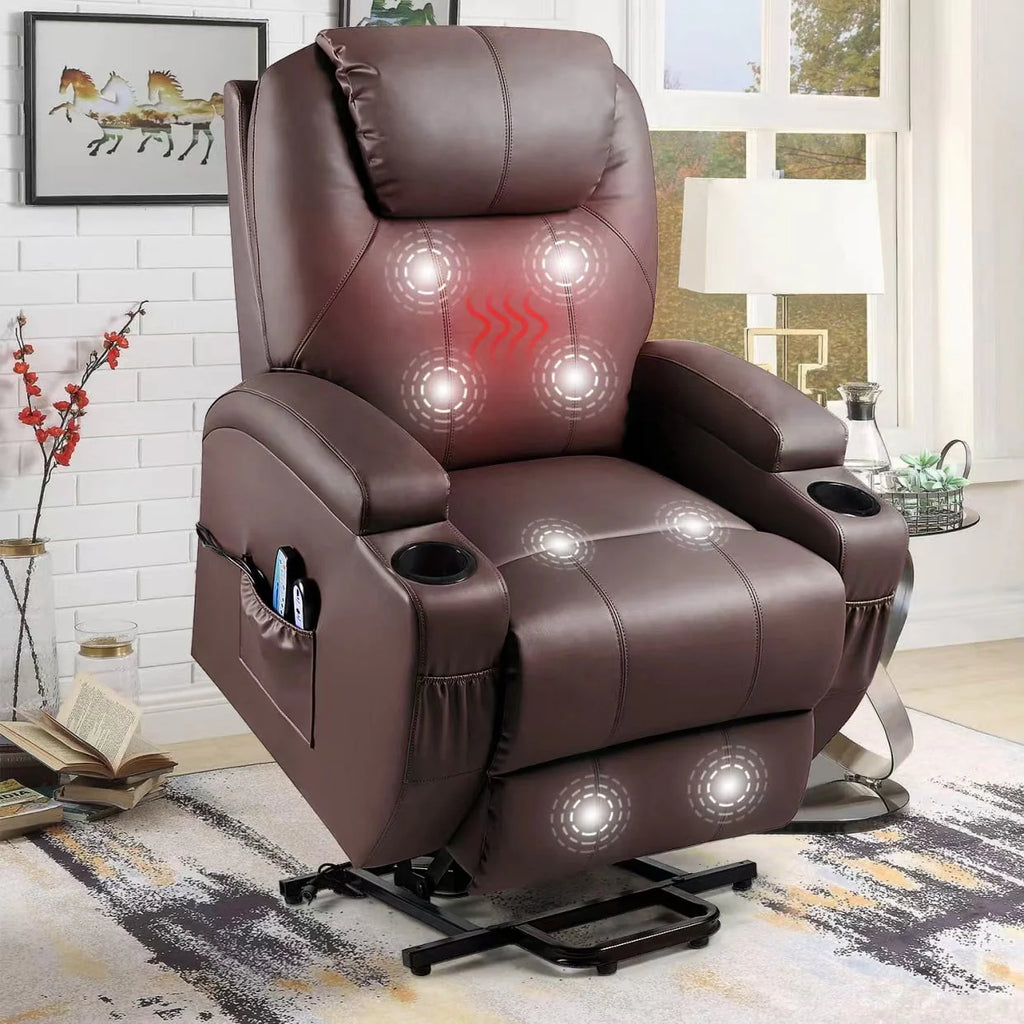 Black Faux Leather Power Lift Recliner P423716