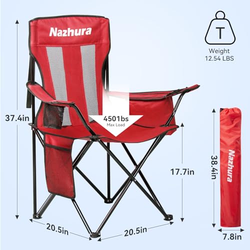 4 Pack Grey Folding Camping Chairs with Cooler Pouch J4045