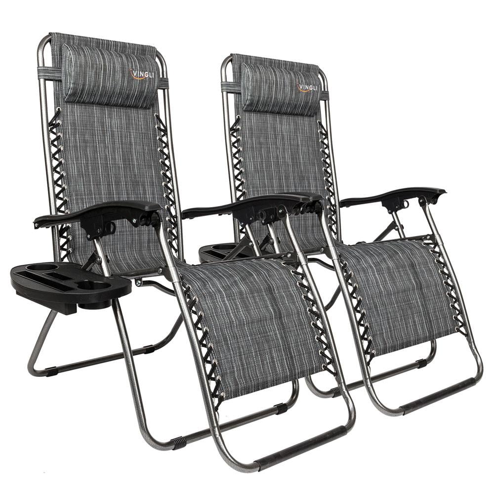 2PCS Outdoor Zero Gravity Folding Lounge Chair Gray N366337