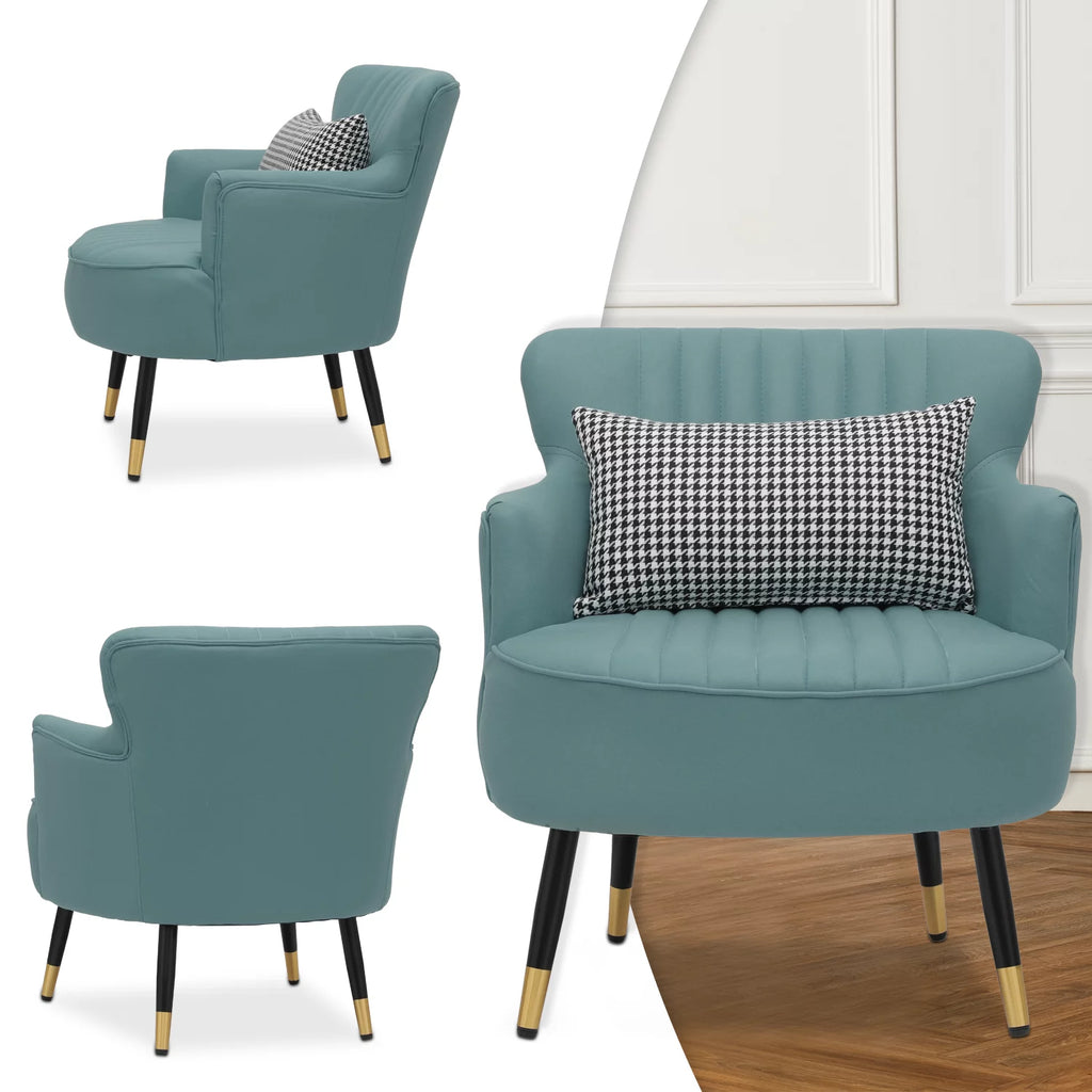 Cadet Blue Upholstered Accent Chair with Pillow O74778