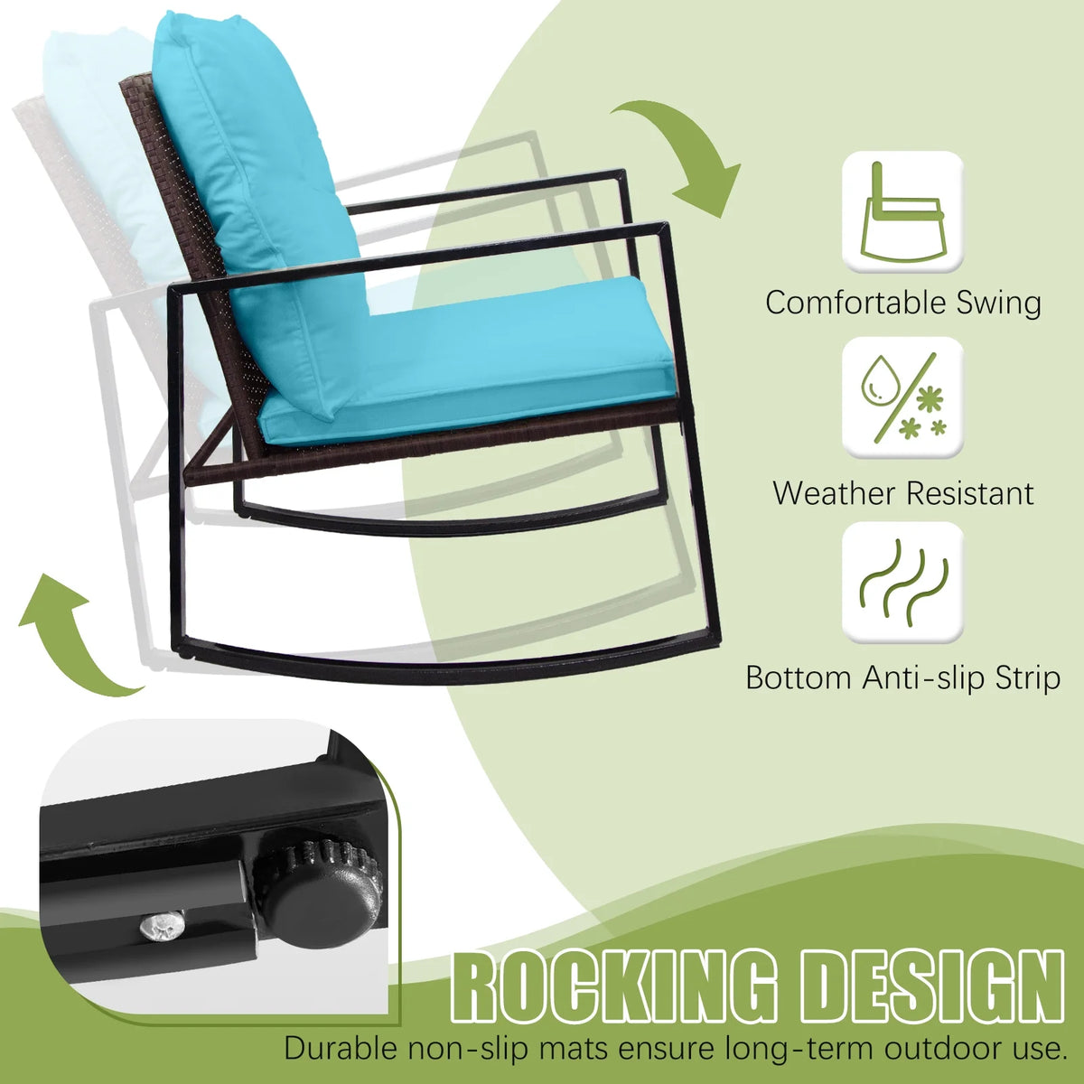 3 Piece Wicker Bistro Set with Glass Coffee Table E627995