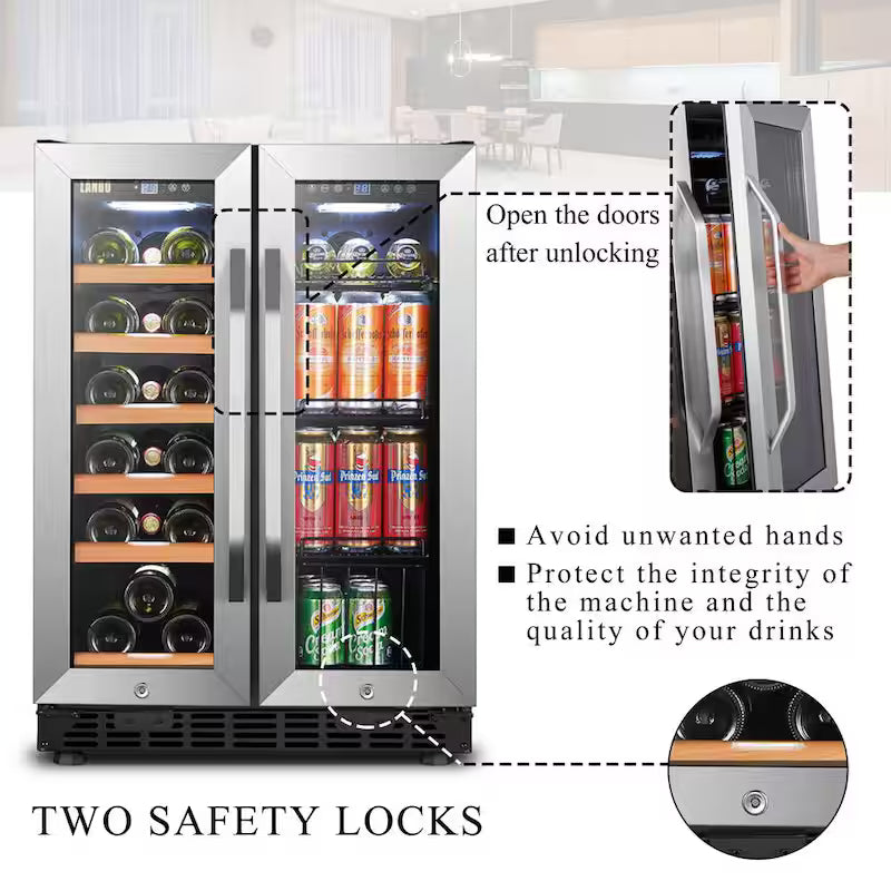 18-Bottle 55-Can Dual Zone Stainless Steel Wine Refrigerator E1640